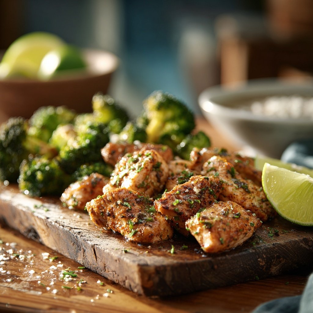 Healthy Garlic Lime Chicken With Roasted Broccoli