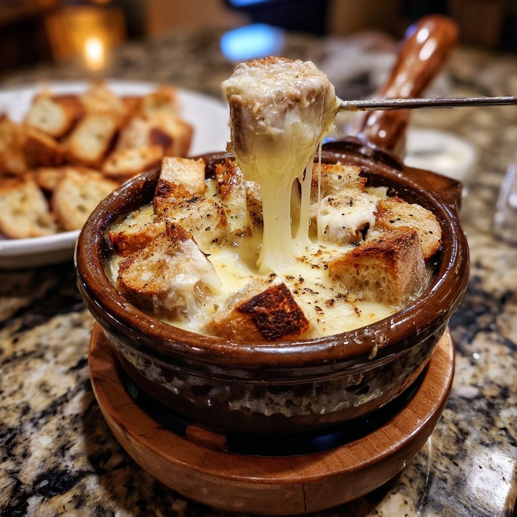 Fondue with Brie and Garlic