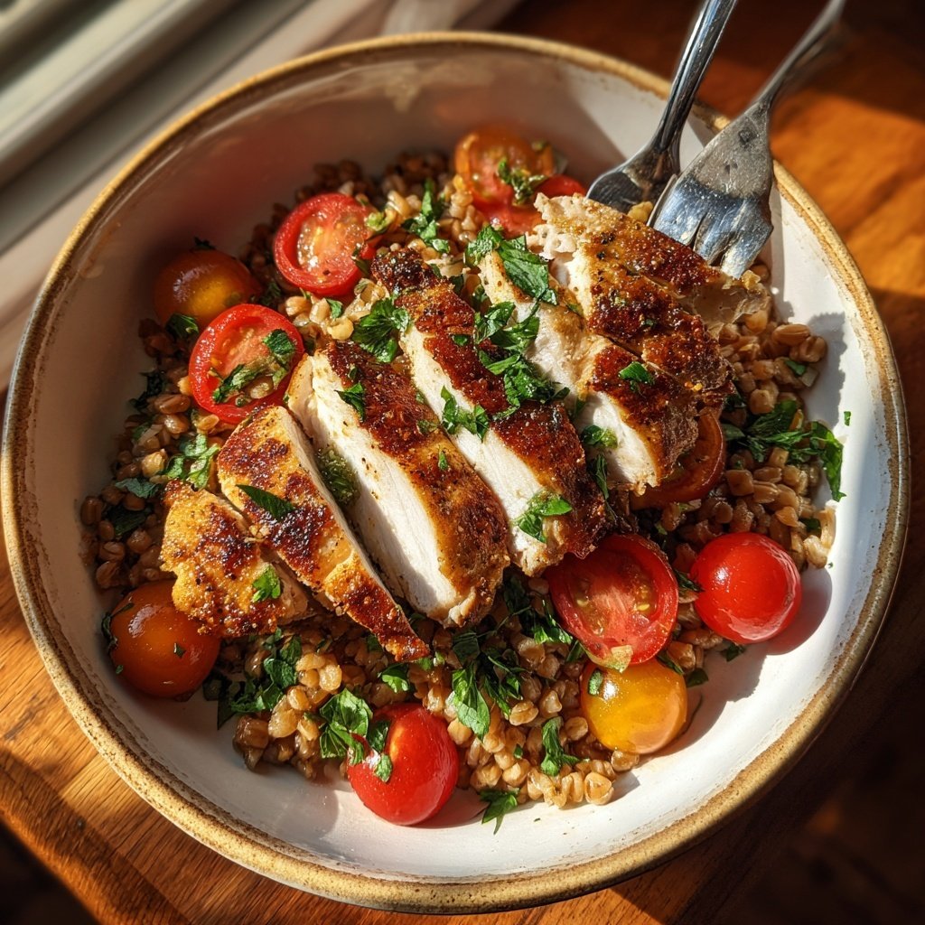 Mediterranean Farro Bowl With Chicken