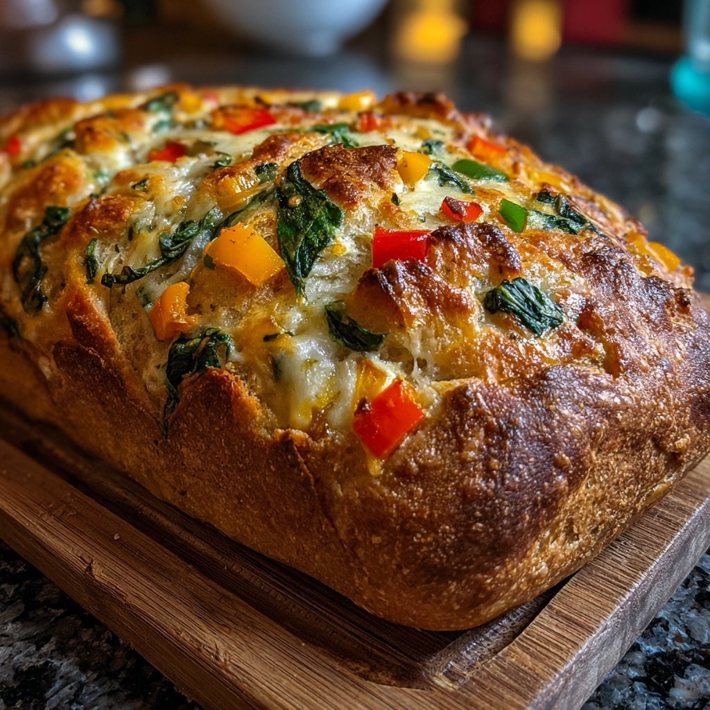 Super Bowl Food Veggie Stuffed Bread Loaf