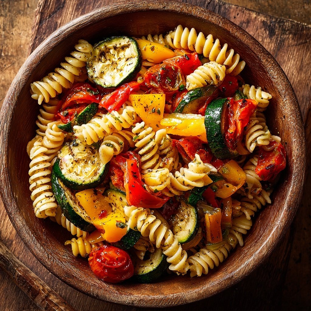 Healthy Lunch Roasted Vegetable Pasta Salad