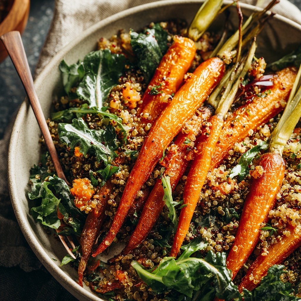 Healthy Lunch Roasted Carrot Grain Bowl