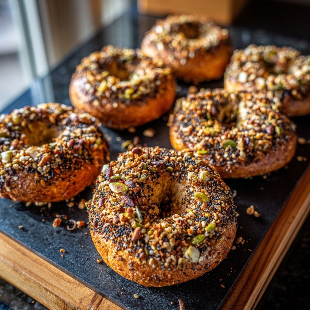 Protein Bagels With Seed Topping