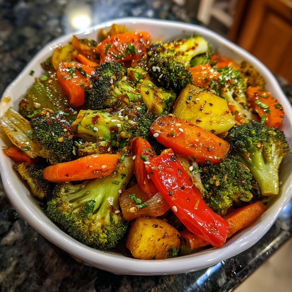 Healthy Dinner Sesame Ginger Veggie Plate