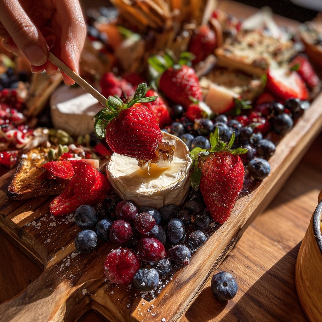 Valentines Charcuterie Board with Fruit Skewers