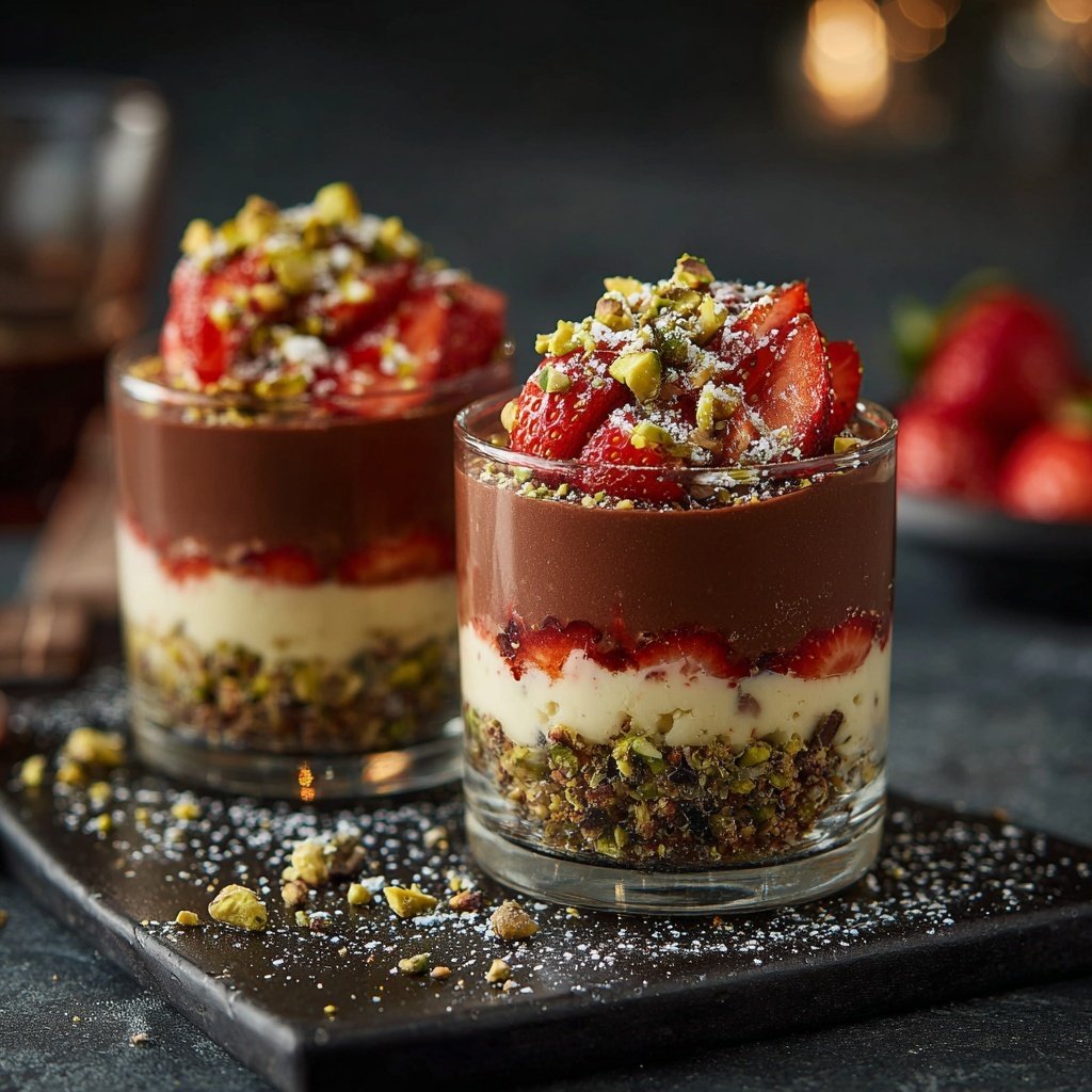Dubai Chocolate Strawberry Cups With Pistachio