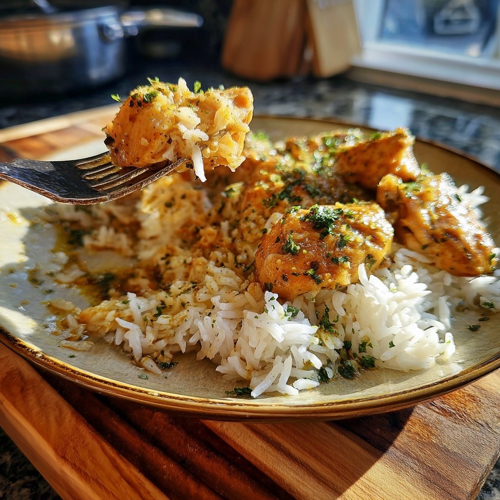 Garlic Butter Chicken And Rice Dinner