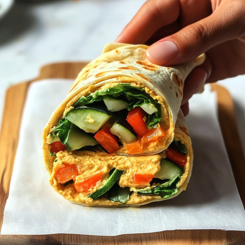High-Protein Veggie Hummus Wrap Lunch