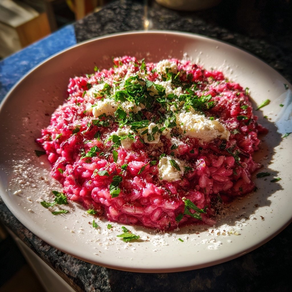 Beet Risotto with Goat Cheese